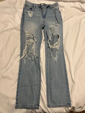 YMI Light Blue Distressed Straight Leg Jeans